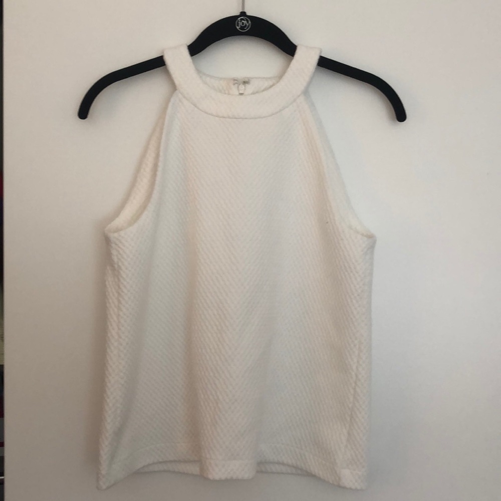 Ann Taylor white Jacquard halter shell